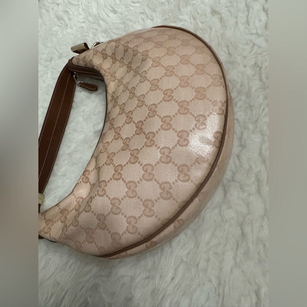 GUCCI PINK GG CRYSTAL CANVAS HOBO BAG - Picture 11 of 17